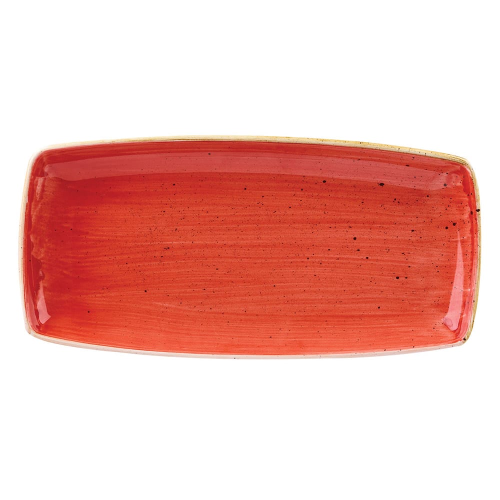 893-SBRSOP111 11 3/4" x 6" Rectangular Stonecast Plate - Ceramic Berry Red