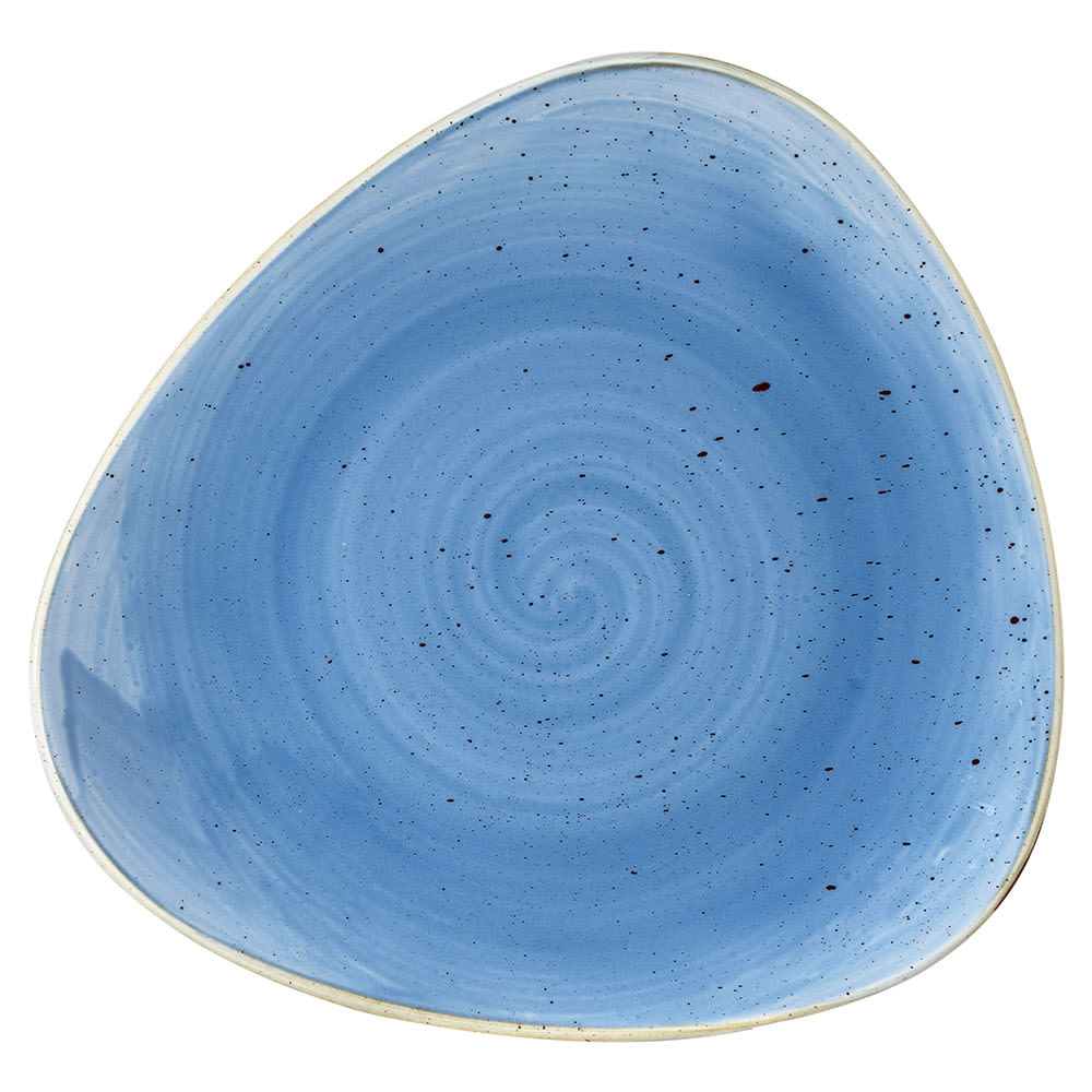 893-SCFSTR91 9" Triangular Stonecast Plate - Ceramic, Cornflower Blue