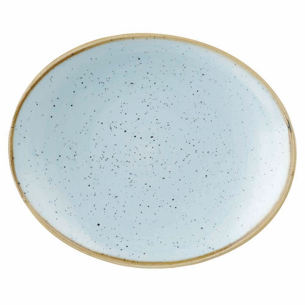 893-SDESOP71 Oval Stonecast Plate - 7 3/4" x 6 1/4", Ceramic, Duck Egg Blue