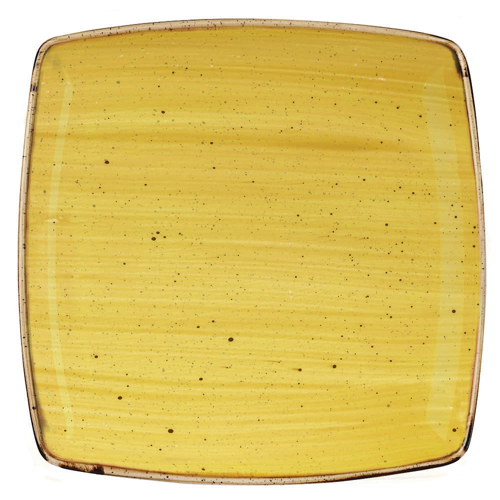 893-SMSSDS101 10 1/2" Square Stonecast Plate - Ceramic, Mustard Seed Yellow