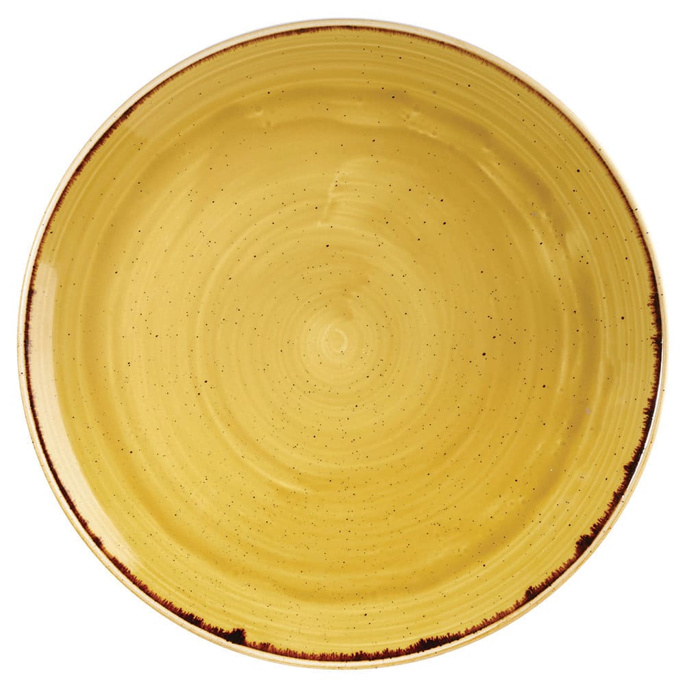 893-SMSSEV121 12 3/4" Round Stonecast Plate - Ceramic, Mustard Seed Yellow