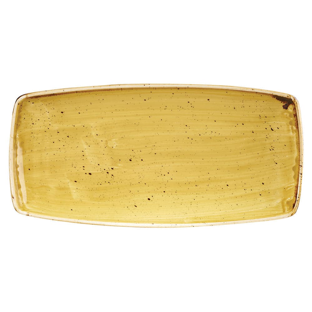893-SMSSOP111 11 3/4" x 6" Rectangular Stonecast Plate - Ceramic Mustard Seed Yellow