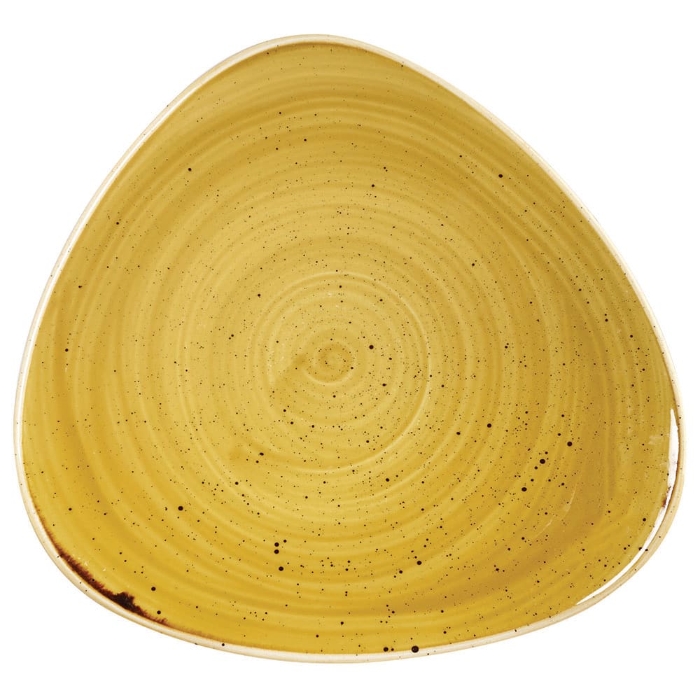 893-SMSSTR121 12 1/4" Triangular Stonecast Plate - Ceramic, Mustard Seed Yellow