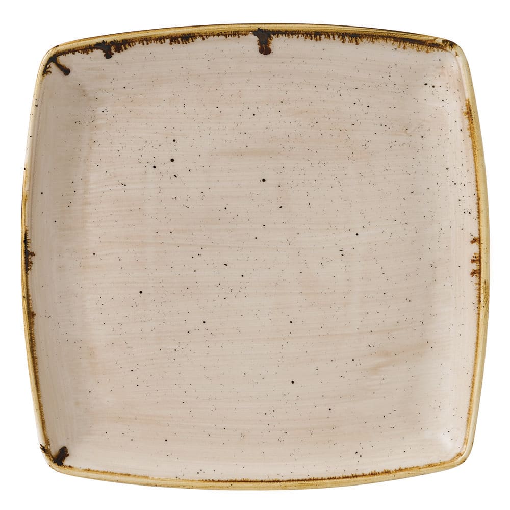 893-SNMSDS101 10 1/2" Square Stonecast Plate - Ceramic, Nutmeg Cream