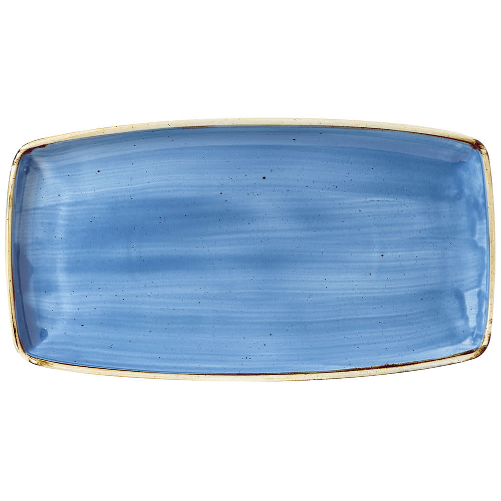 893-SCFSOP141 14" x 7 1/4" Rectangular Stonecast Plate - Ceramic Cornflower Blue
