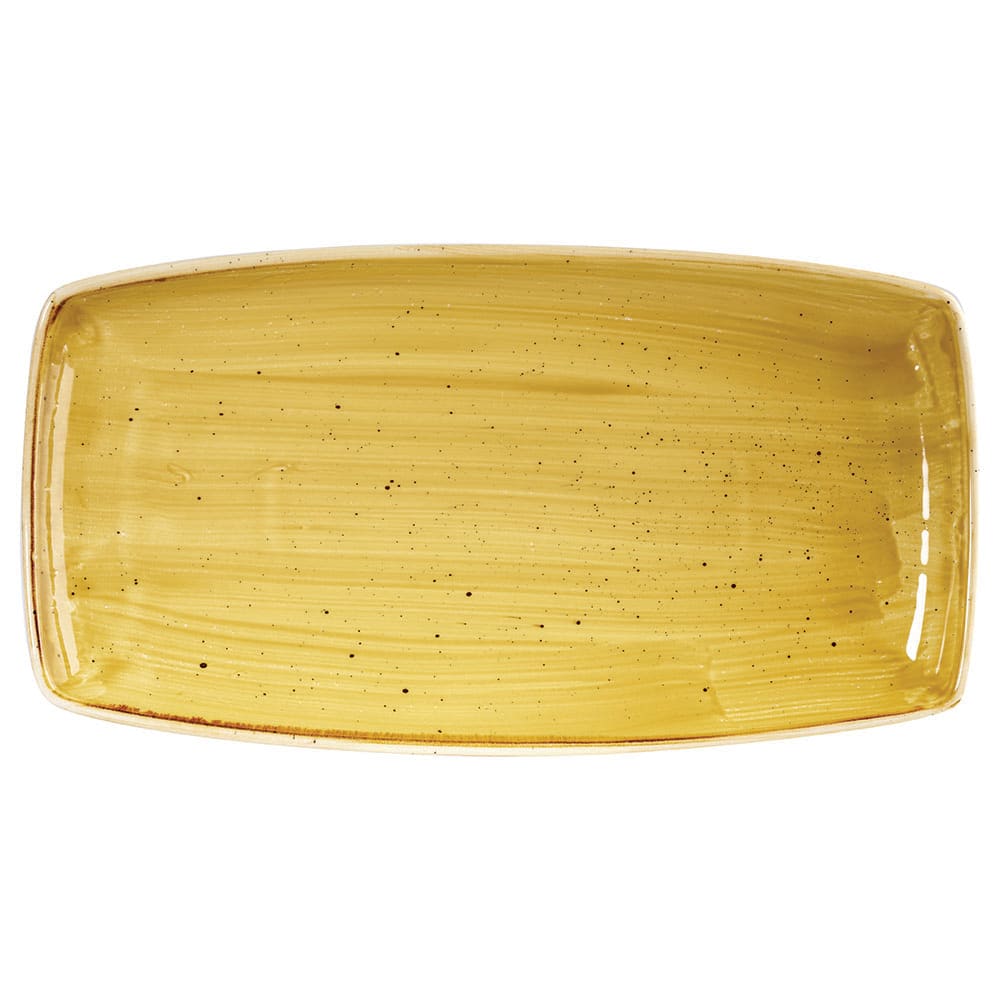 893-SMSSOP141 14" x 7 1/4" Rectangular Stonecast Plate - Ceramic Mustard Seed Yellow