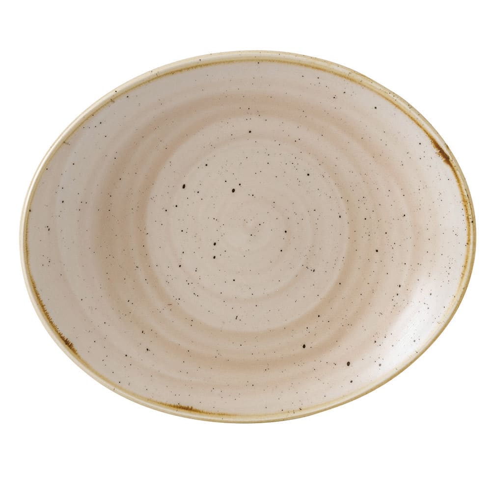 893-SNMSOP71 7 3/4" Oval Stonecast Plate - Ceramic, Nutmeg Cream