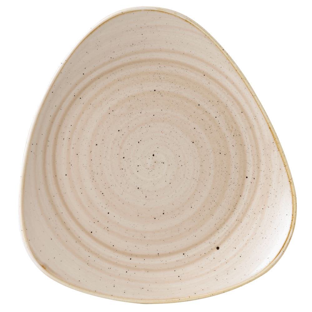 893-SNMSTR121 12 1/4" Triangular Stonecast Plate - Ceramic, Nutmeg Cream