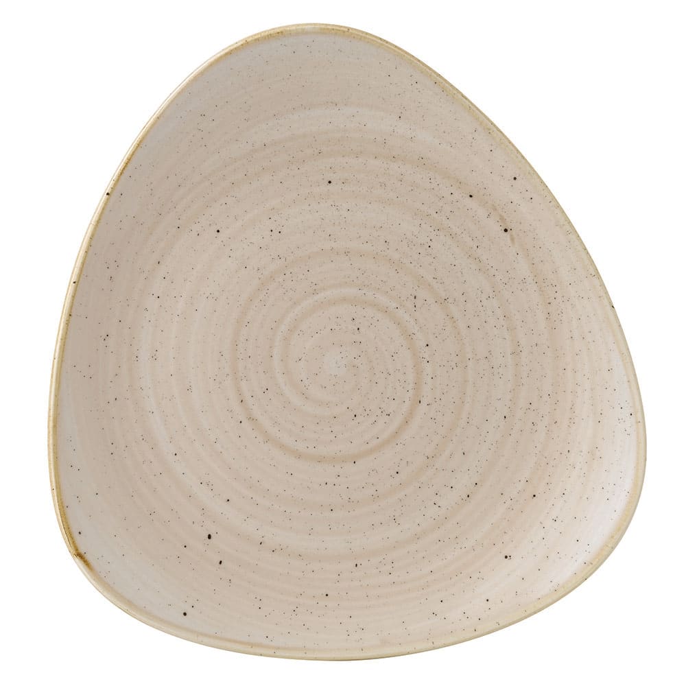 893-SNMSTR91 9" Triangular Stonecast Plate - Ceramic, Nutmeg Cream