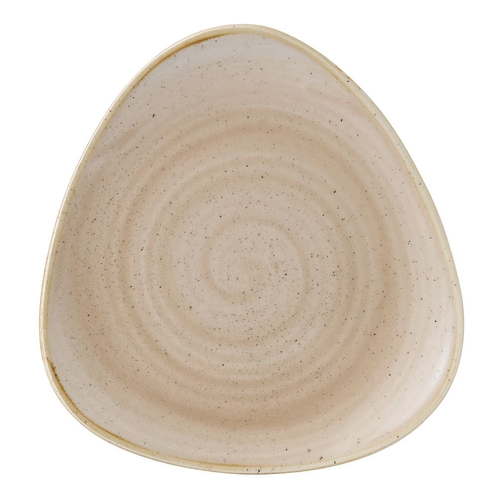 893-SNMSTR71 7 3/4" Triangular Stonecast Plate - Ceramic, Nutmeg Cream