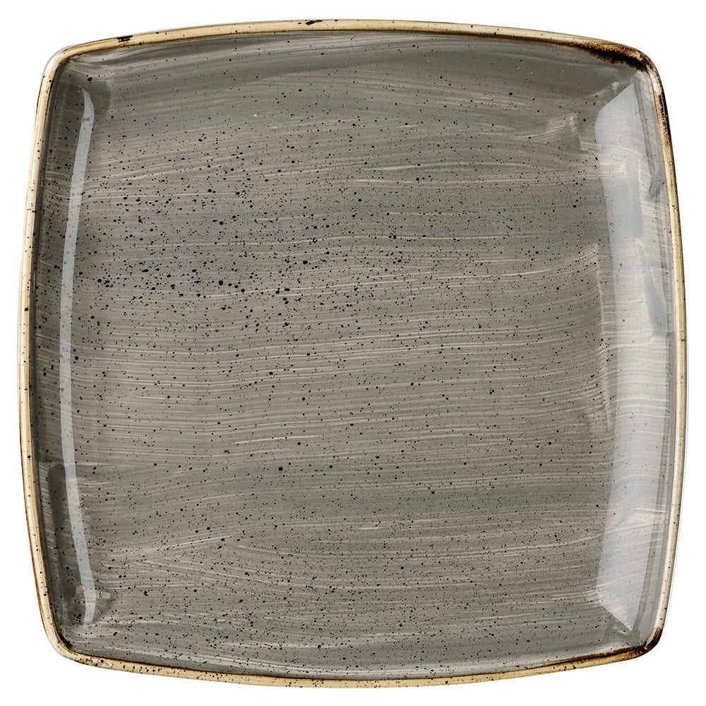 893-SPGSDS101 10 1/2" Square Stonecast Plate - Ceramic, Peppercorn Gray