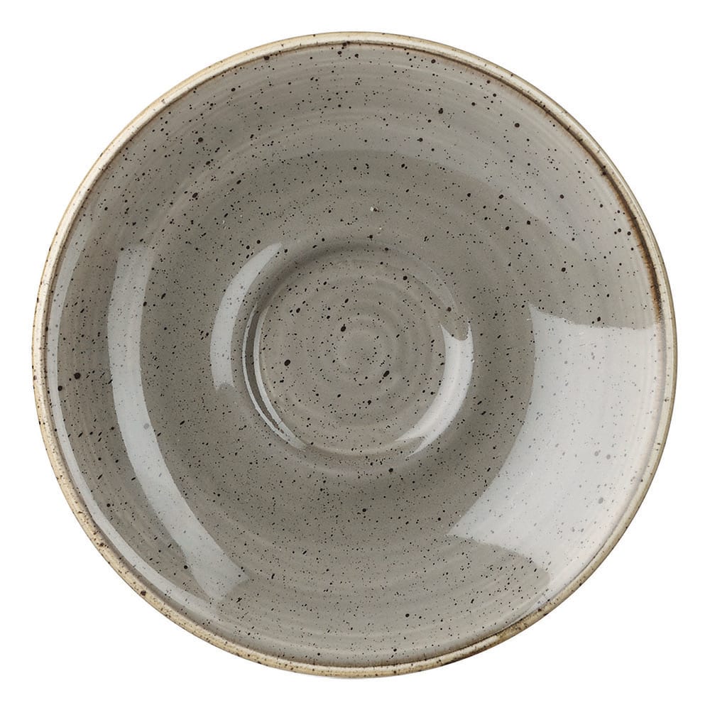 893-SPGSESS1 4 1/2" Round Stonecast Saucer - Ceramic, Peppercorn Gray