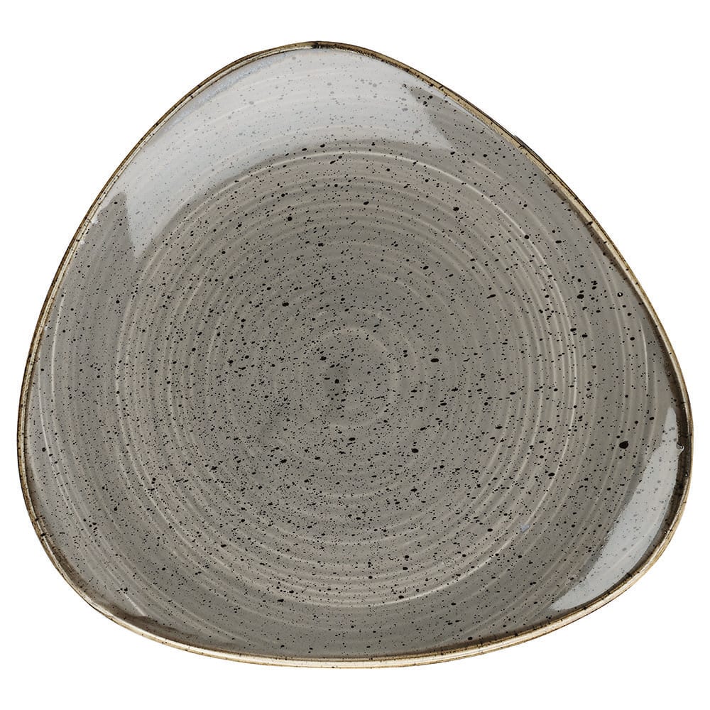 893-SPGSTR101 10 1/2" Triangular Stonecast Plate - Ceramic, Peppercorn Gray