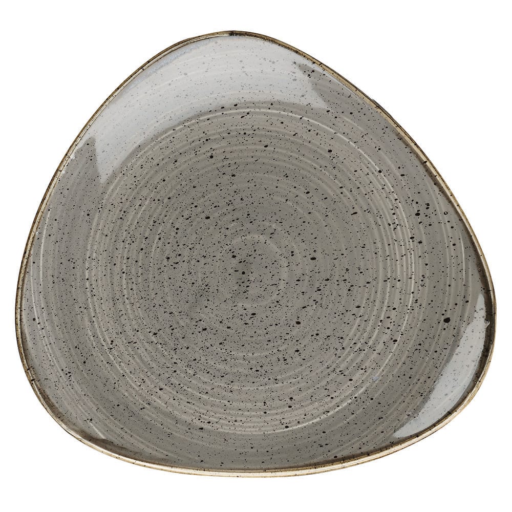 893-SPGSTR71 7 3/4" Triangular Stonecast Plate - Ceramic, Peppercorn Gray