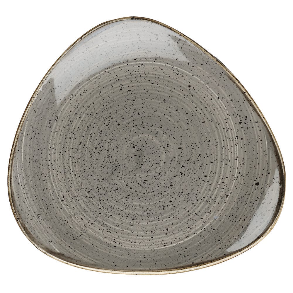 893-SPGSTR91 9" Triangular Stonecast Plate - Ceramic, Peppercorn Gray