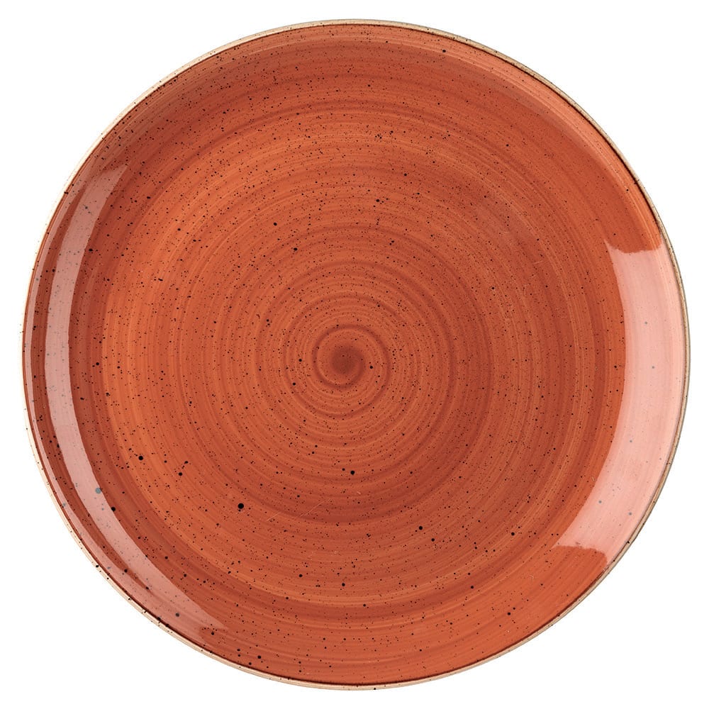 893-SSOSEV121 12 3/4" Round Stonecast Plate - Ceramic, Spiced Orange