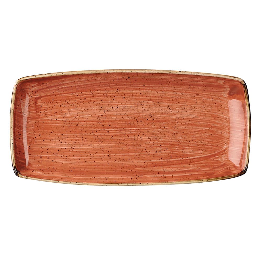 893-SSOSOP141 14" x 7 1/4" Rectangular Stonecast Plate - Ceramic Spiced Orange