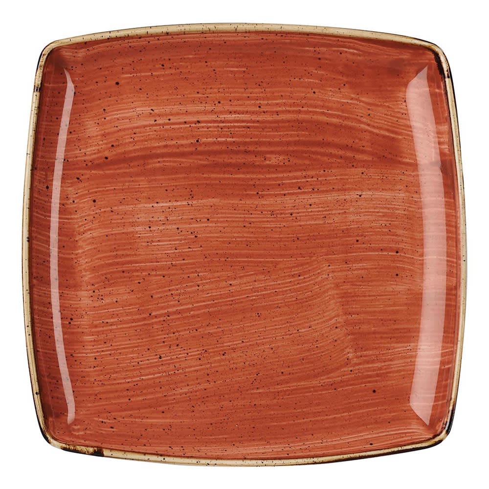 893-SSOSDS101 10 1/2" Square Stonecast Plate - Ceramic, Spiced Orange