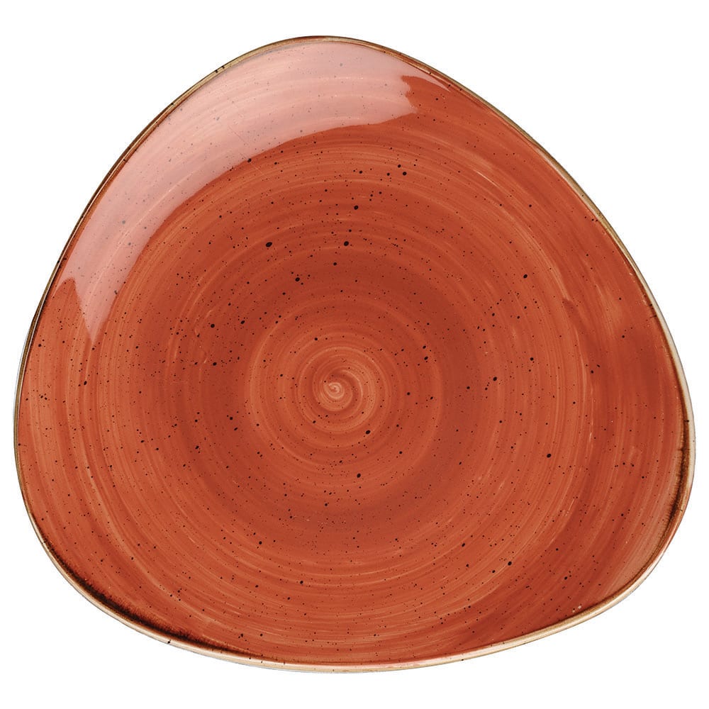 893-SSOSTR71 7 3/4" Triangular Stonecast Plate - Ceramic, Spiced Orange
