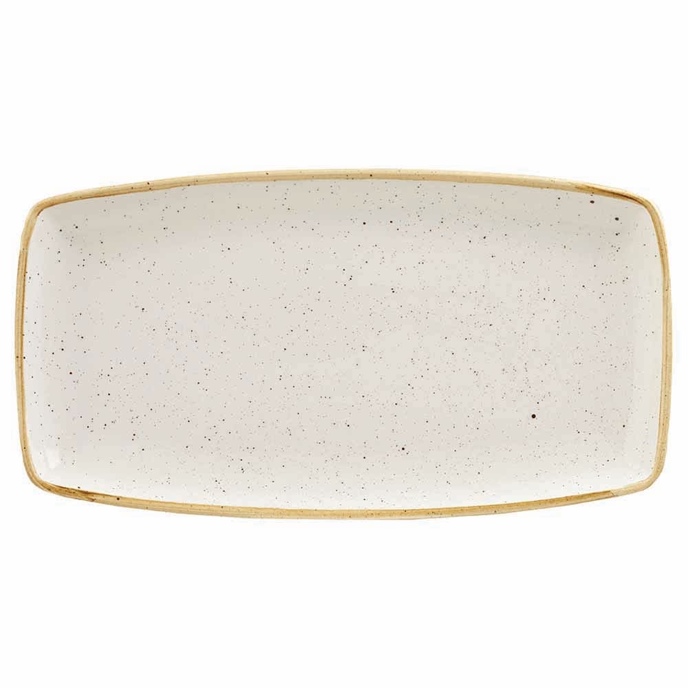 893-SWHSOP141 14" x 7 1/4" Rectangular Stonecast Plate - Ceramic, Barley White