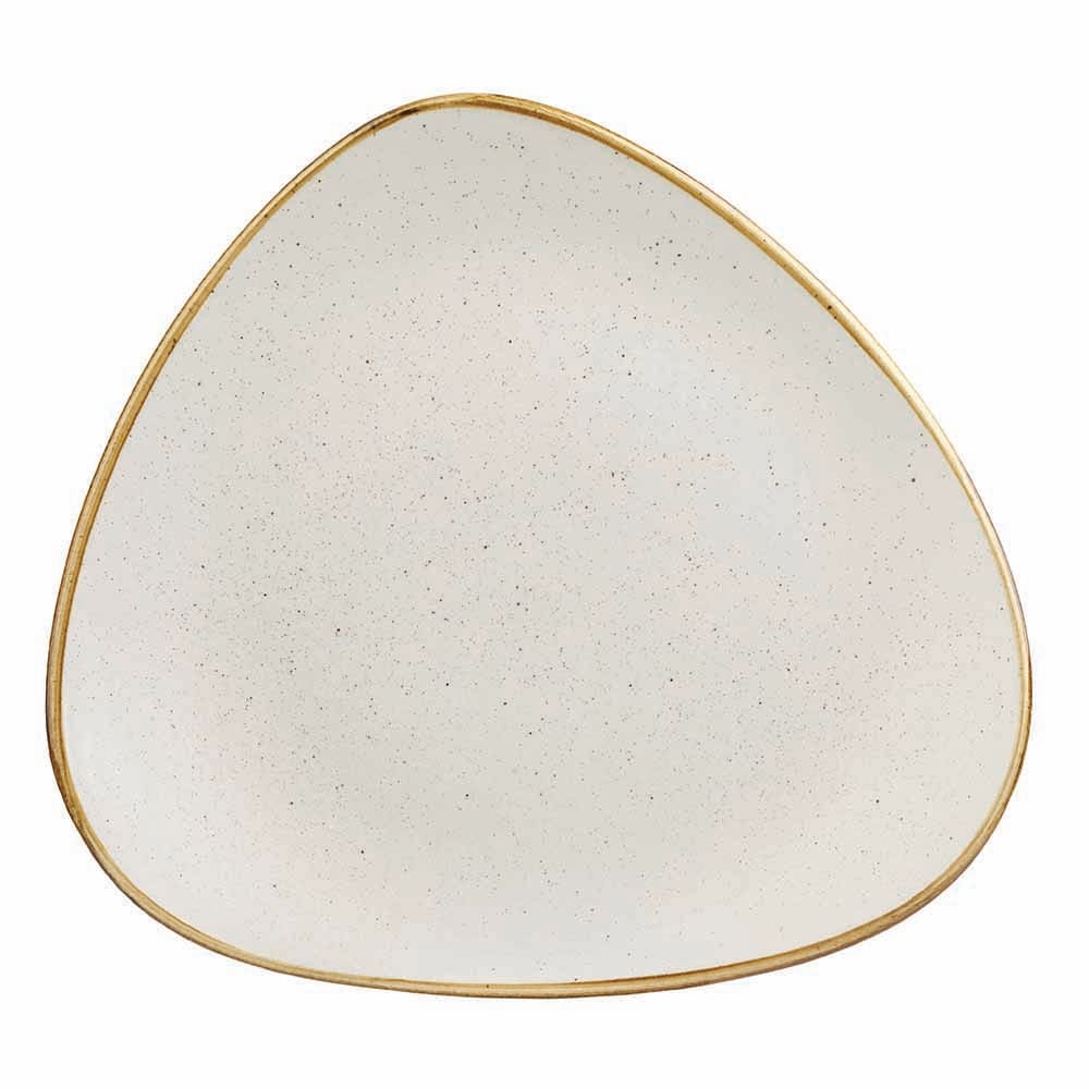 893-SWHSTR121 12 1/4" Triangular Stonecast Plate - Ceramic, Barley White