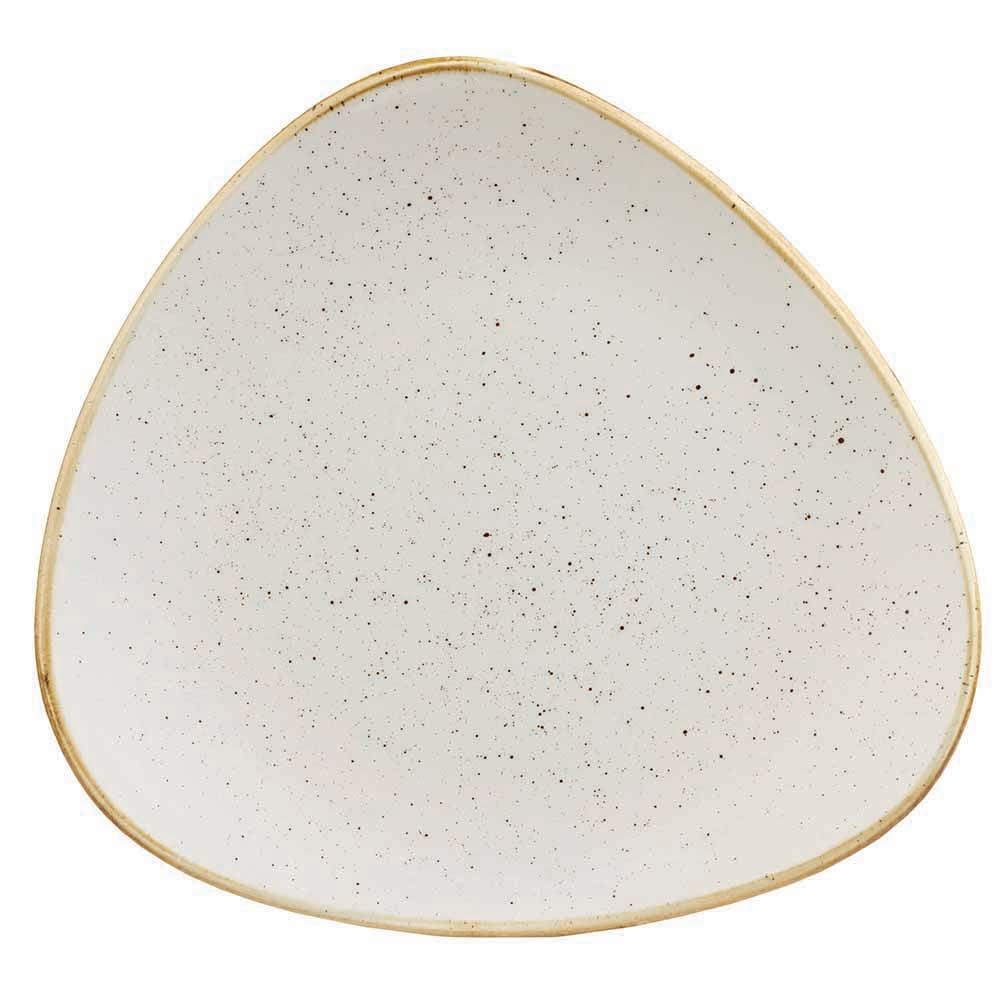 893-SWHSTR91 9" Triangular Stonecast Plate - Ceramic, Barley White