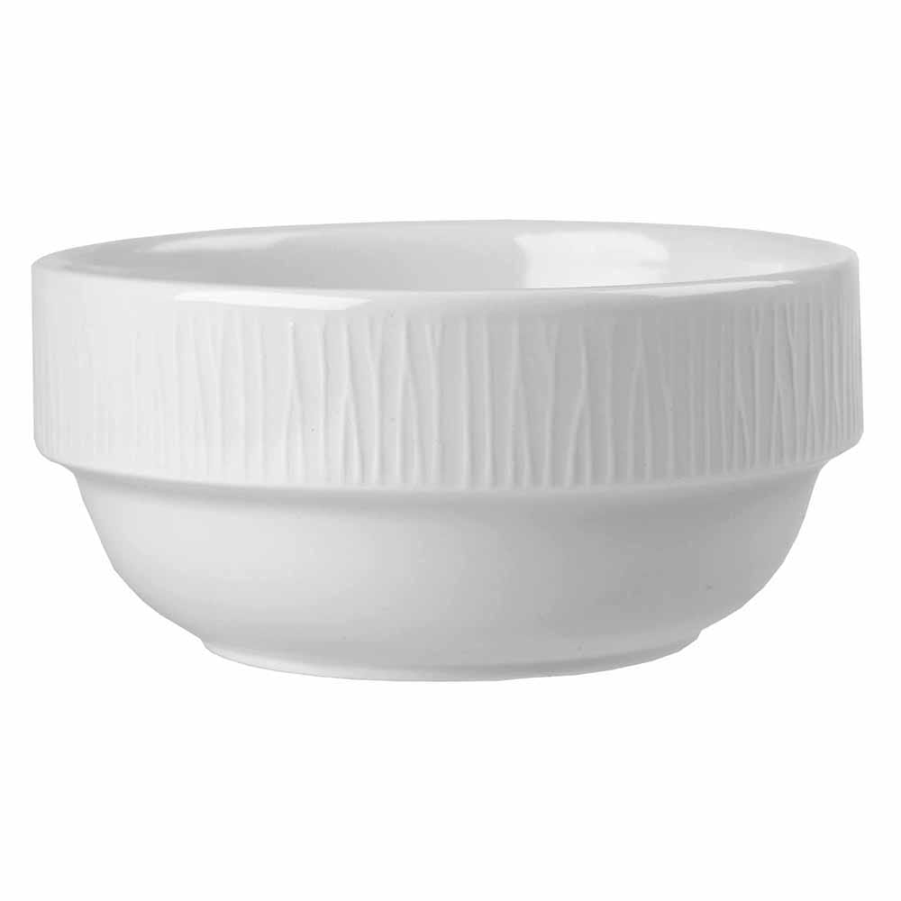 893-WHBALB101 10 oz Round Bamboo Bowl - Ceramic, White