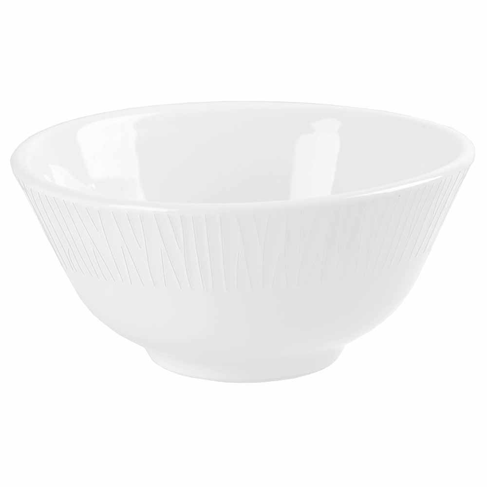 893-WHBALB451 10 oz Round Bamboo Rice Bowl - Ceramic, White