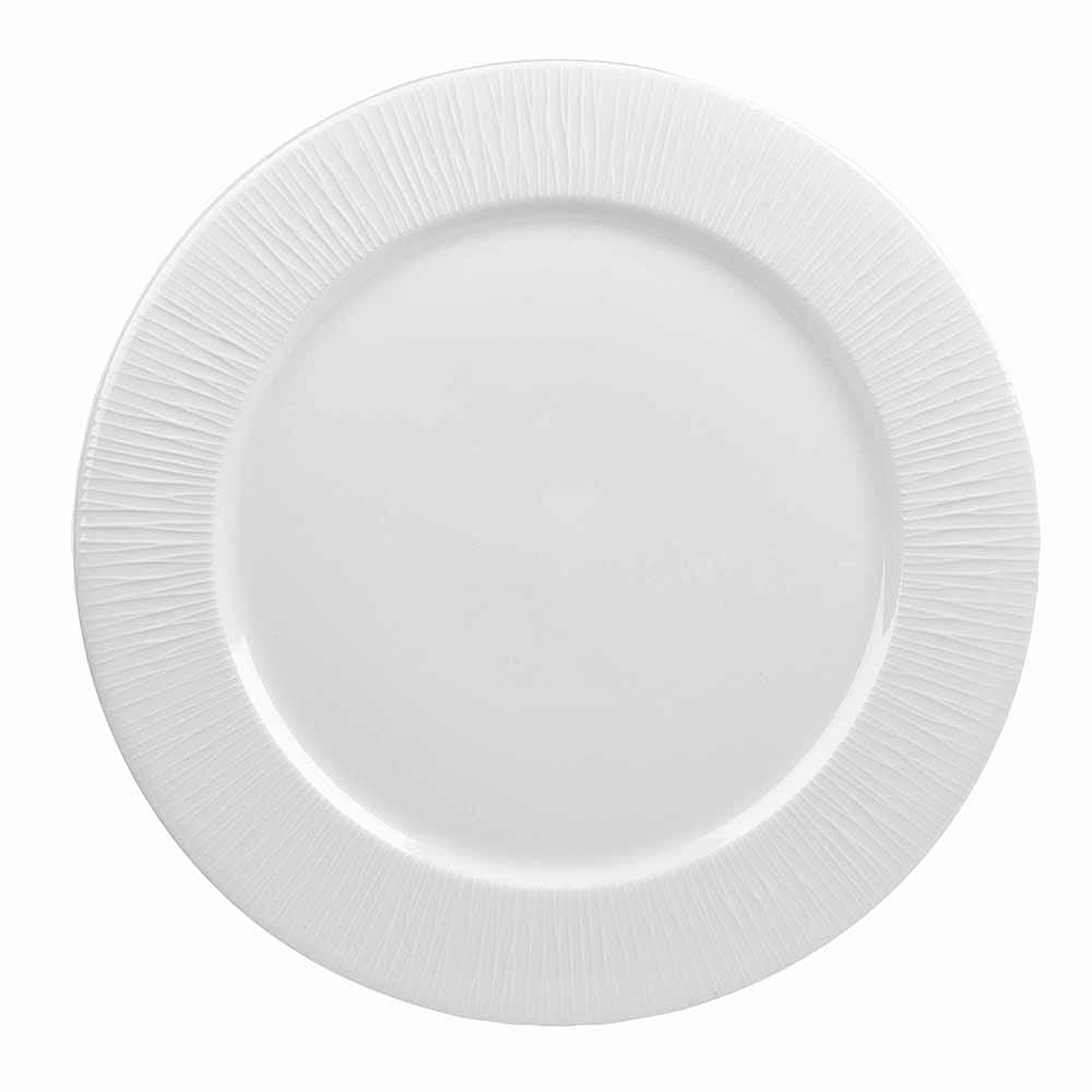 893-WHBALP121 12" Round Bamboo Presentation Plate - Ceramic, White