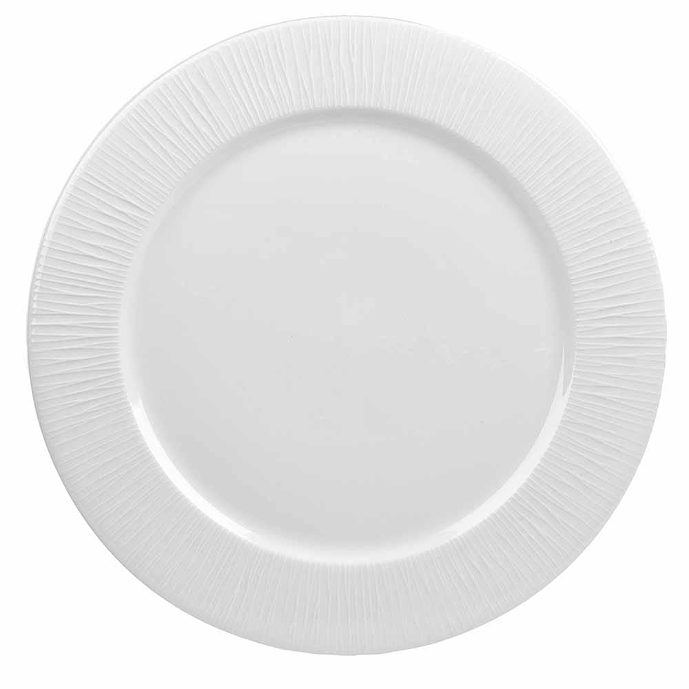 893-WHBALP581 10 7/8" Round Bamboo Plate - Ceramic, White