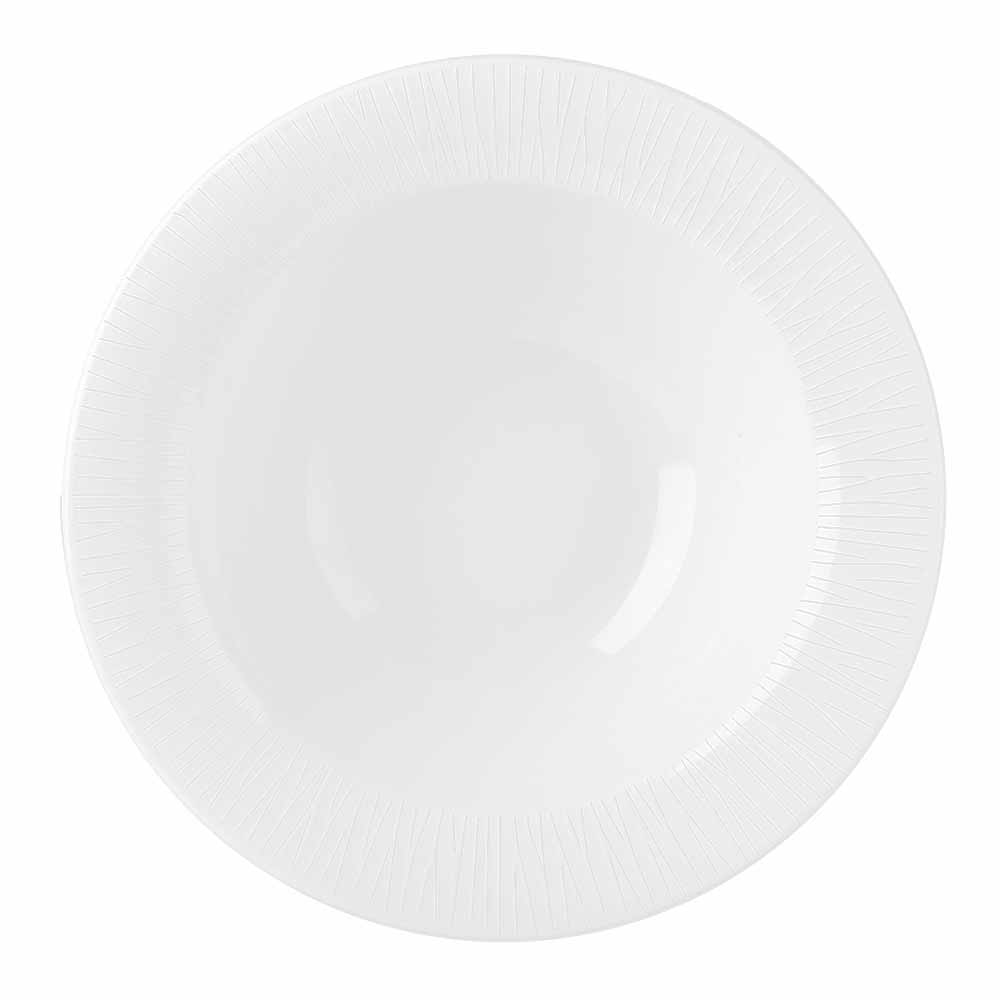 893-WHBALPOB1 9 oz Round Bamboo Oatmeal Bowl - Ceramic, White