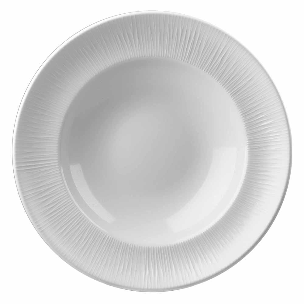 893-WHBALRPP1 21 oz Round Bamboo Pasta Bowl - Ceramic, White
