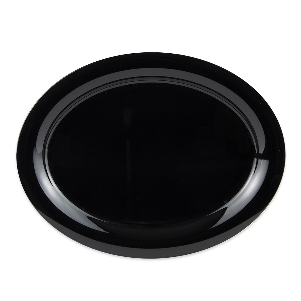 284-OP135BK 13 1/2" x 10 1/4" Oval Black Elegance Platter - Melamine, Black