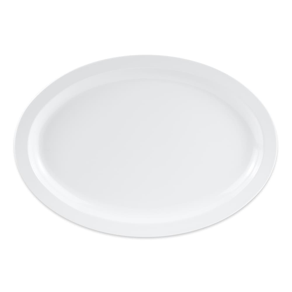 284-OP616W 15 3/4" x 11" Oval Supermel Platter - Melamine, White