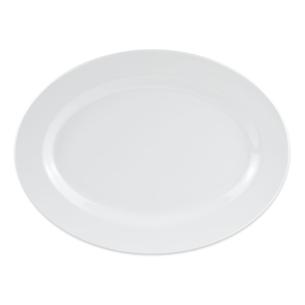 284-OP618W 18" x 13 1/2" Oval Milano Platter - Melamine, White