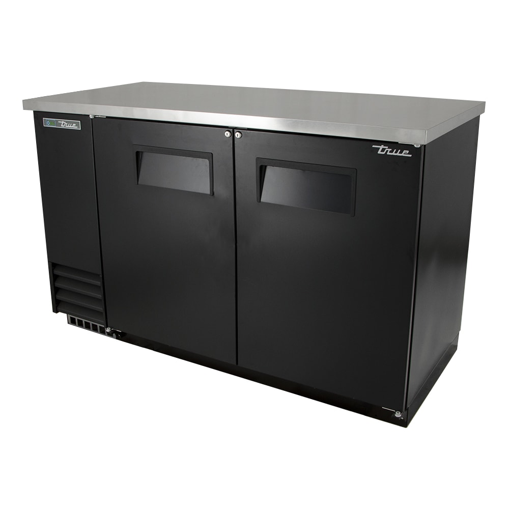 598-TBB2 58 7/8" Bar Refrigerator - 2 Swinging Solid Doors, Black, 115v