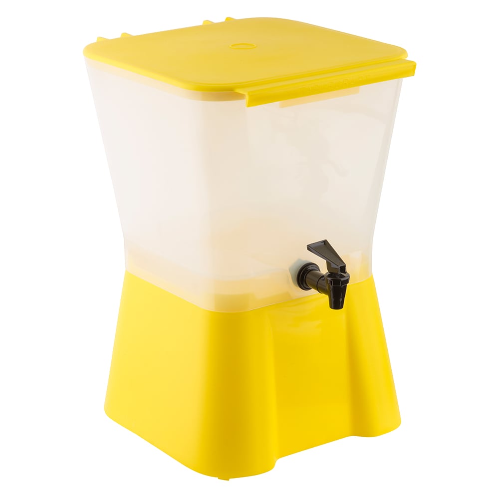 229-955 3 gal Beverage Dispenser - Plastic Container, Yellow Base