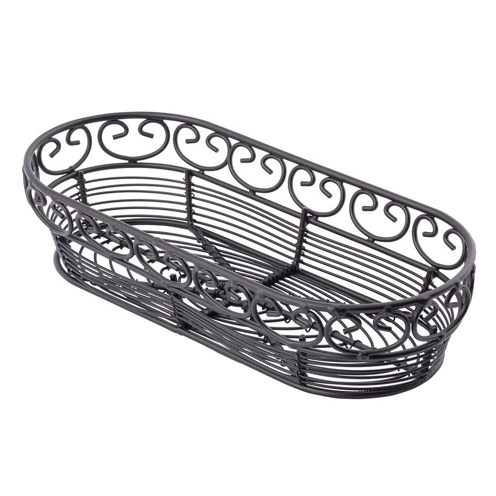 229-BK21709 Oblong Mediterranean Collection Basket, 9 x 4 x 2", Black