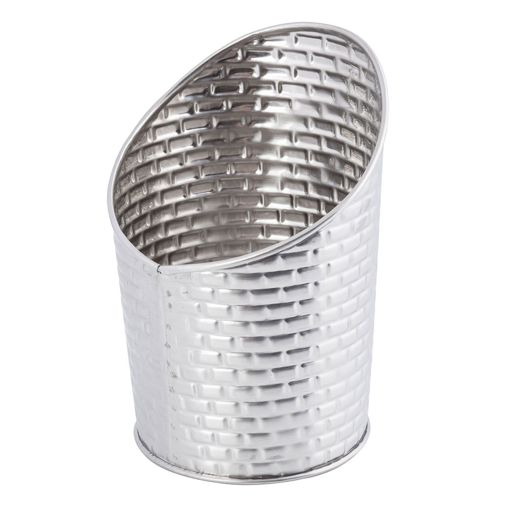 Tablecraft GTSS28 9 1/2 oz Round Brickhouse Collection Fry Cup - 3 3/8" x 4 5/8", Stainless