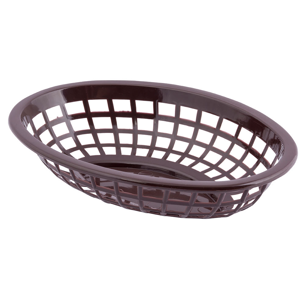 229-1071BR Oval Side Order Basket - 8" x 5 1/4" x 2", Polyethylene, Brown