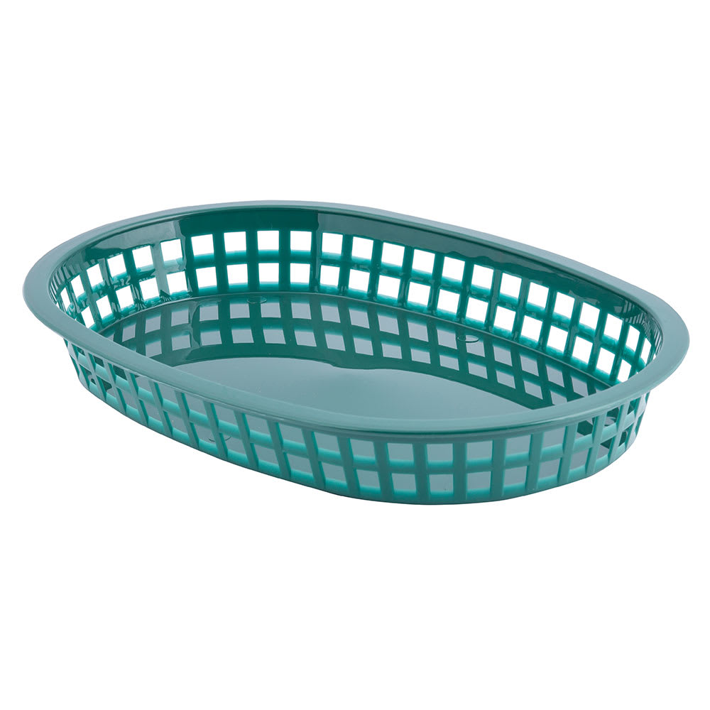229-1076FG Chicago Platter Basket - 10 1/2 x 7 x 1 1/2", Polypropylene, Oval, Forest Green