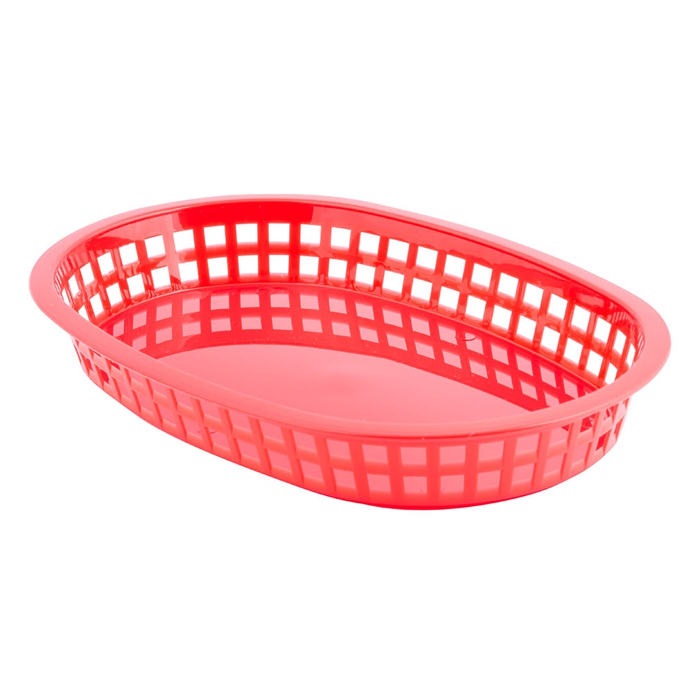 229-1076R Chicago Platter Basket, 10 1/2 x 7 x 1 1/2", Oval, Red