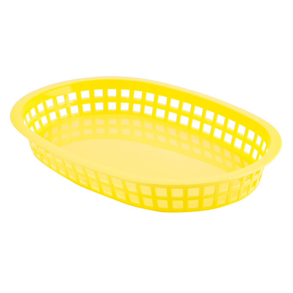 229-1076Y Chicago Platter Basket - 10 1/2 x 7 x 1 1/2", Polypropylene, Oval, Yellow