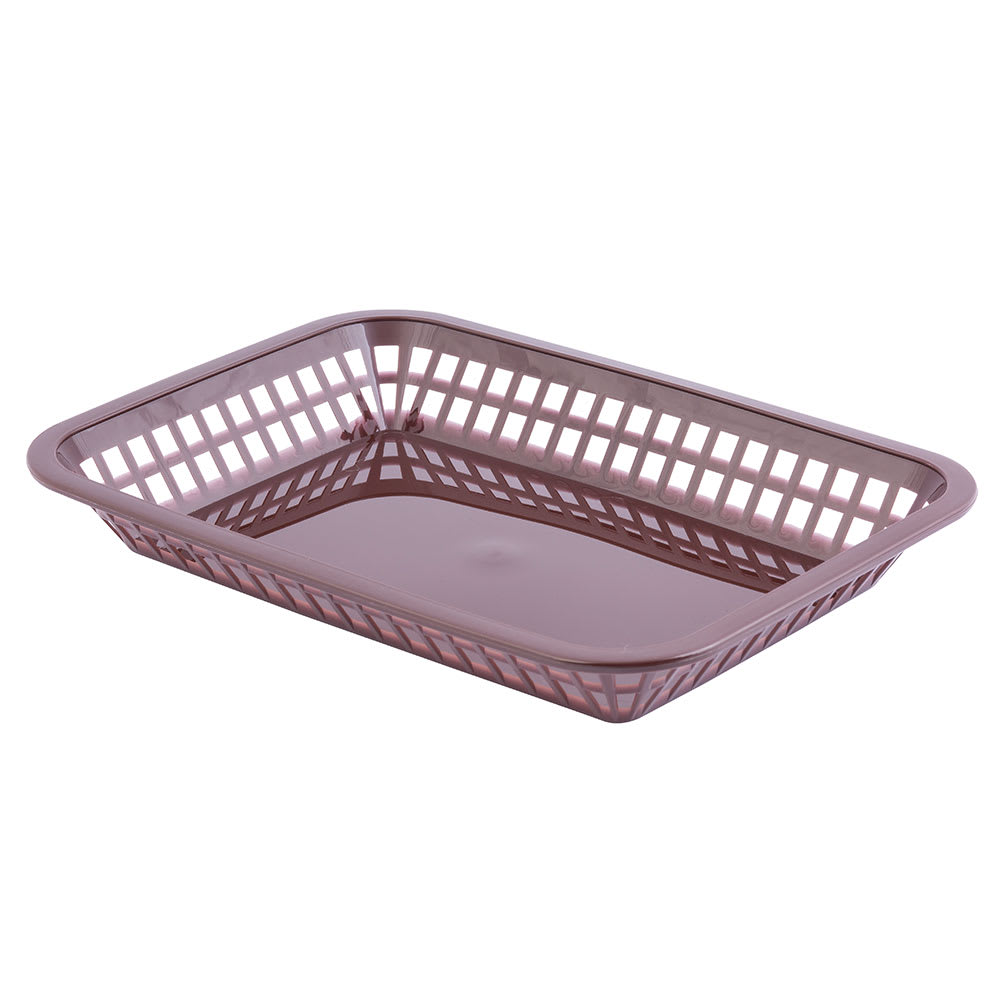 Tablecraft 1077BR Platter Basket - 10 3/4 x 7 3/4 x 1 1/2", Polypropylene, Brown