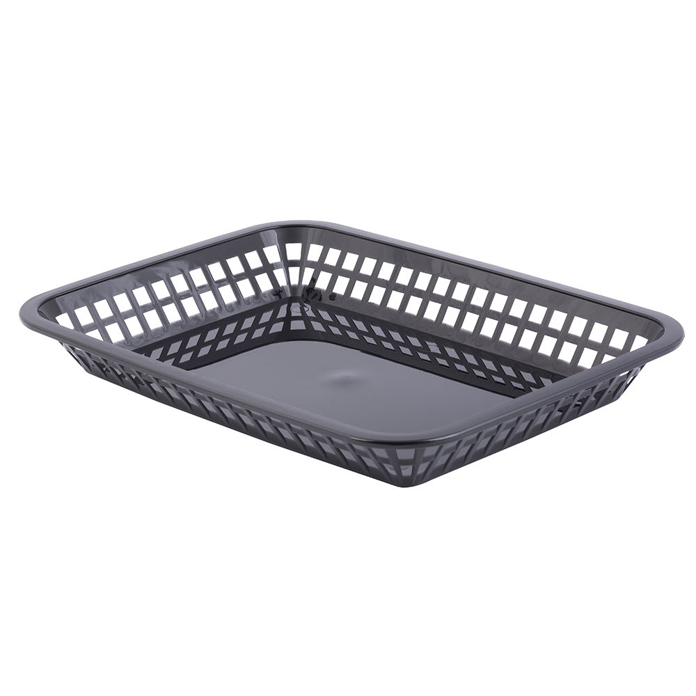 229-1079BK Platter Basket - 11 3/4 x 8 1/2 x 1 1/2", Polypropylene, Rectangular, Black