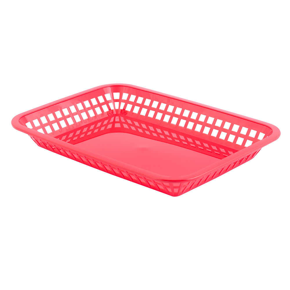 229-1079R Platter Basket, 11 3/4 x 8 1/2 x 1 1/2", Rectangular, Red