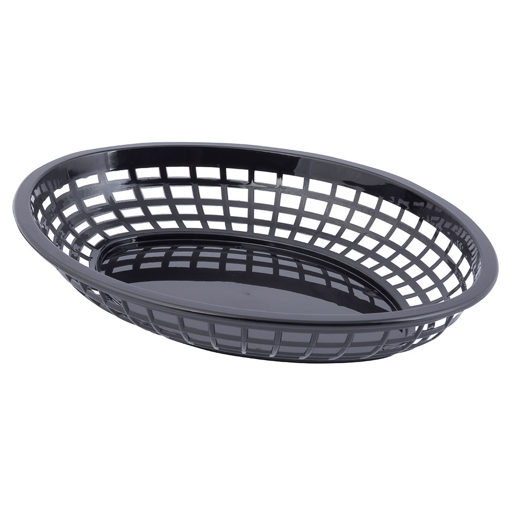 229-1084BK Jumbo Basket - 11 3/4" x 9" x 1 3/4", Polypropylene, Oval, Black