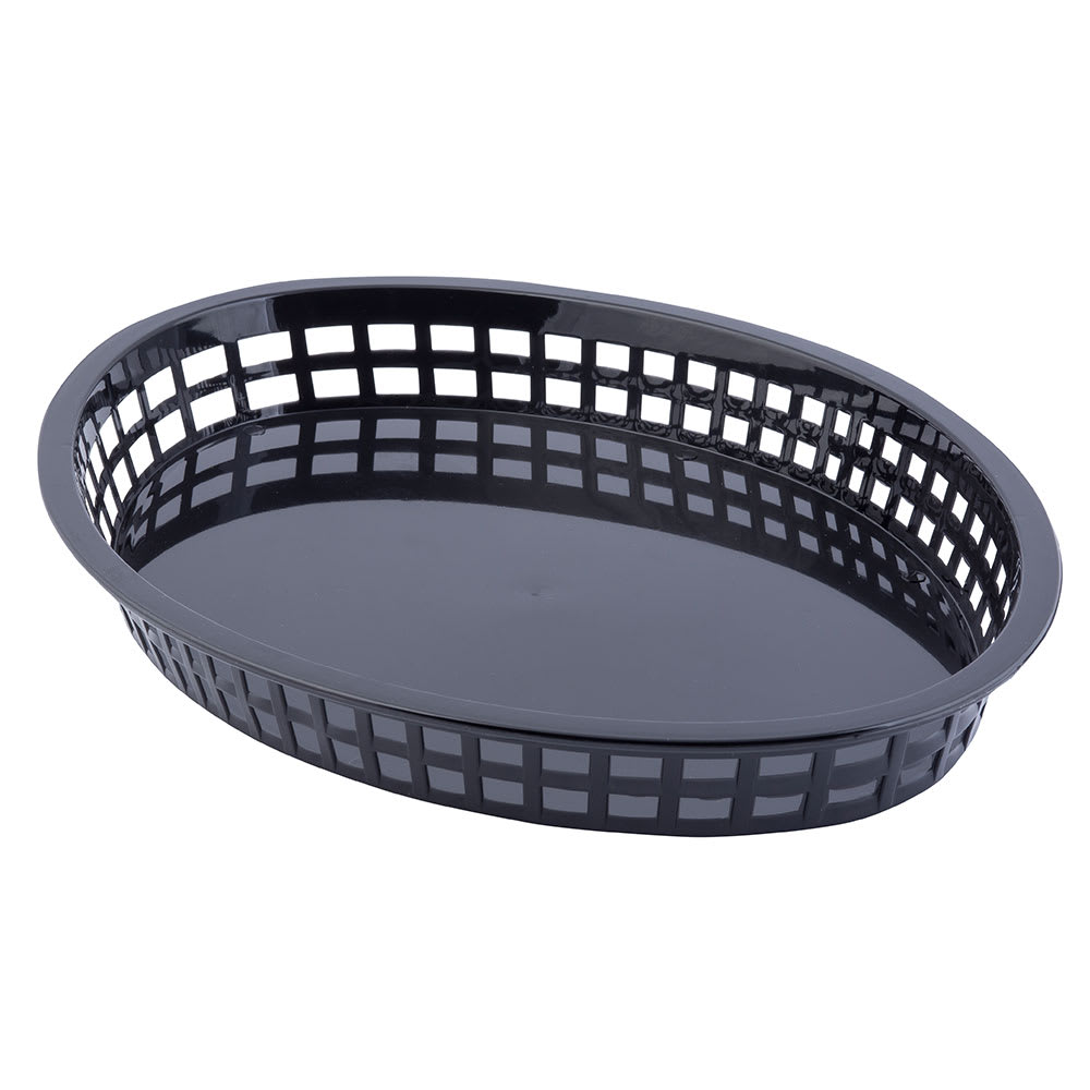 229-1086BK Texas Platter Basket - 12 3/4 x 9 1/2 x 1 1/2, Polypropylene, Oval, Black