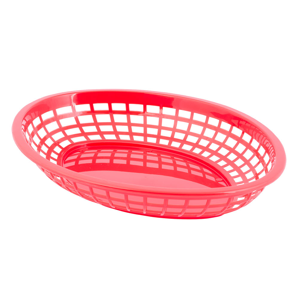 229-1084R Jumbo Basket - 11 3/4" x 9" x 1 3/4", Polypropylene, Oval, Red