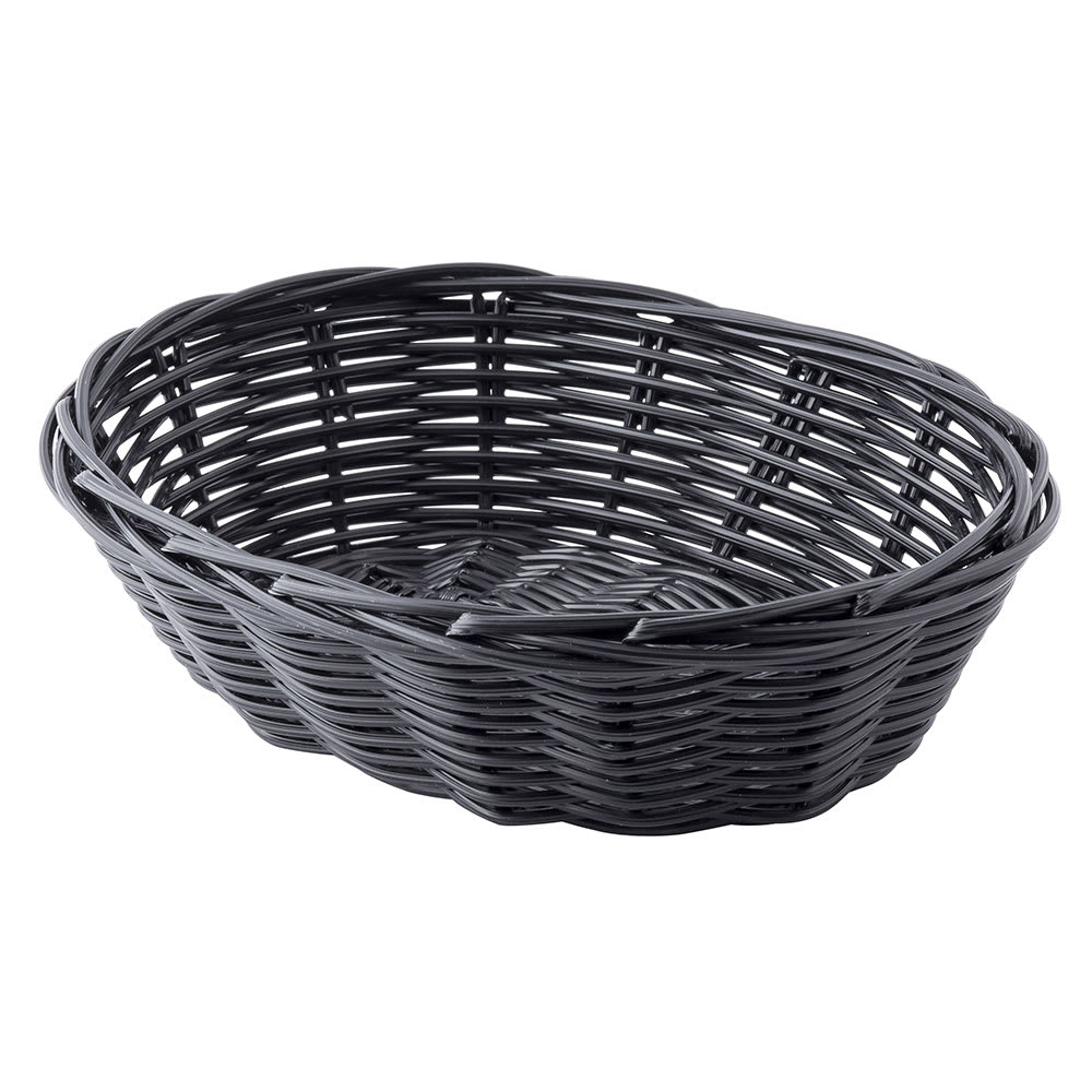 Tablecraft 2471 Handwoven Basket, 7 x 5 x 2", Polypropylene Cord, Oval, Black